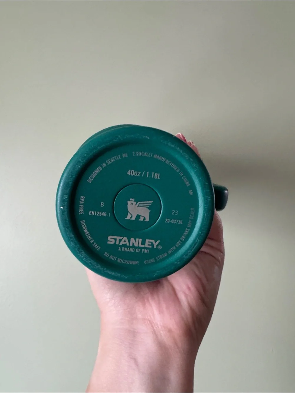 Stanley Green Travel Mug with Handle and Straw Lid - Picture 4 of 4
